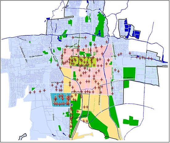 Расположение объектов первичной жилой недвижимости в г. Бишкек